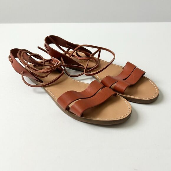NEW Madewell The Boardwalk Lace Up Sandals Brown Leather Size 8 - Picture 1 of 8